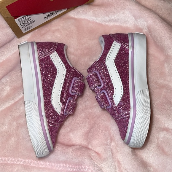 Vans Old Skool V Glitter Skate Shoe - Baby / Toddler - Lilac - Picture 15 of 16